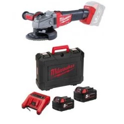 Meuleuse d'angle sans fil Milwaukee M18 CAG 125X-502C Meuleuse d'angle à batterie 18V Li-Ion set (2x batterie 5.0Ah) dans coffret - 4933448190