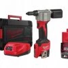Appareil à rivetage sans fil Milwaukee M12 BPRT-201X - Set riveteuse Li-Ion 12V (1x batterie 2,0Ah) en boîtier HD - 9000N - 4933464405