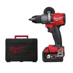 Perceuse à percussion sans fil Ensemble perceuse / tournevis sans fil Milwaukee M18 FPD2-502X 18V Li-Ion (2x batterie 5.0Ah) en HD Box - carbone sans balais - 4933464264