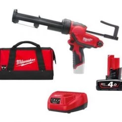 Pistolet à colle sans fil Milwaukee M12 PCG/310C-401B Set de Pistolet à colle avec Batterie (12V 4.0Ah) - Chargeur et Sac