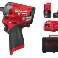 Milwaukee Soldes Boutique 22 Clé à choc sans fil Milwaukee M12 FIWF12-422X - Set clé à choc Li-Ion 12 V (1x batterie 2,0 Ah + 1x batterie 4,0 Ah) dans HD Box - 339 Nm - 1/2" - moteur brushless - 4933464616