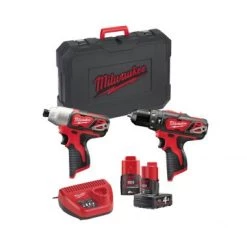 Pack outils sans fil Milwaukee M12 BPP2B-421C PowerPack (M12 BPD + M12 BID + 1 x 2,0 & 1x 4,0 Ah + chargeur + mallette de transport) - 12V - 4933443497