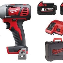 Clé à choc sans fil Milwaukee M18 BIW12-502C - Set clé à choc Li-Ion 18V (2x batterie 5.0Ah) dans mallette - 240Nm - 1/2"