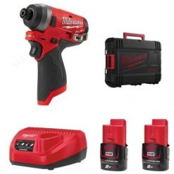Visseuse à choc sans fil Milwaukee M12 FID-202X Visseuse à chocs sans fil 12V Li-Ion (2x batterie 2,0Ah) dans HD Box - moteur sans charbon - 4933459823