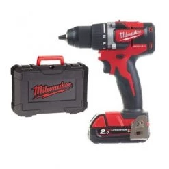 Perceuse visseuse sans fil Milwaukee M18 CBLDD-202C - Set perceuse visseuse Li-Ion 18V (2x batterie 2.0Ah) dans mallette - moteur brushless - 60Nm - 4933464317