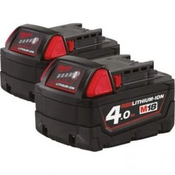 Batterie Milwaukee M18 B4 Batterie Duopack 18V Li-Ion - 4.0Ah (2 pièces)