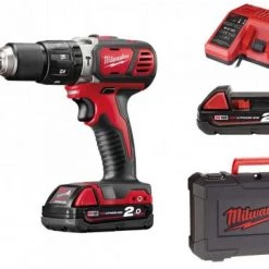 Perceuse à percussion sans fil Milwaukee M18 BPD-202C - Set de Perceuse à percussion compacte 18V Li-Ion (2x 2.0Ah ) dans coffret - 4933443515
